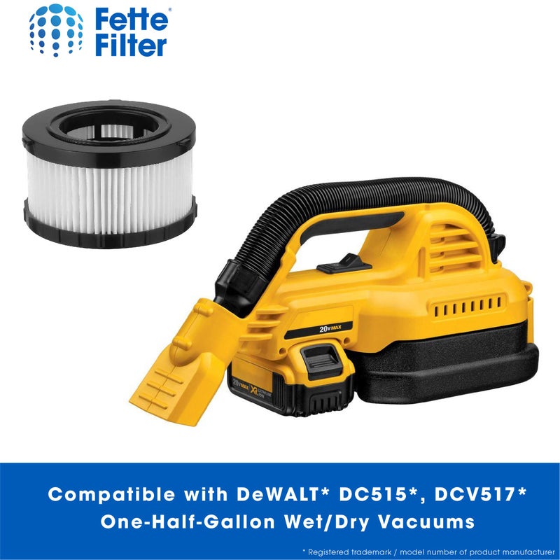Fette Filter فلتر فيتي - فلتر HEPA متوافق مع نماذج مكنسة ديوالت الرطبة والجافة DC515 DCV517 DCV517B رقم الجزء # DC5151H يتضمن 2 فلتر بديل. - Image 5